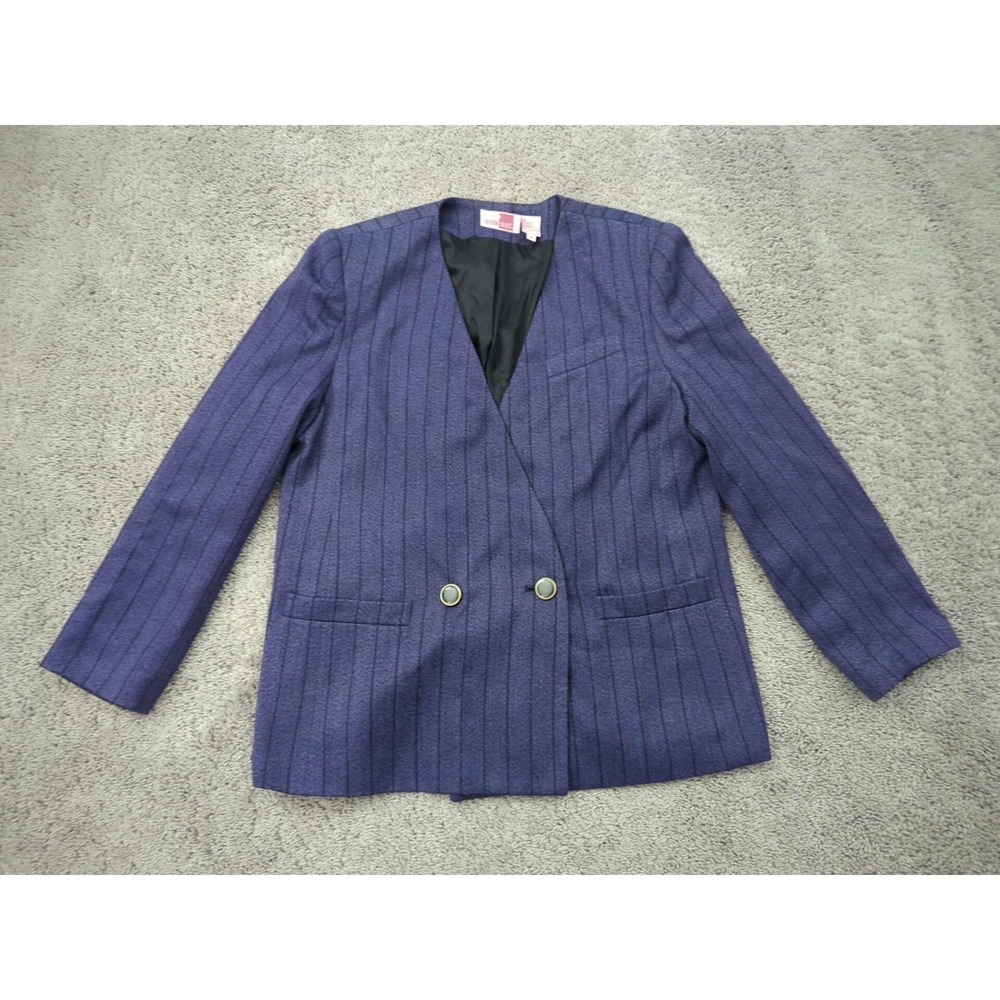 Sheridan Square Blazer Womens 16 Purple Pinstripe Double Breasted Office Casual‎